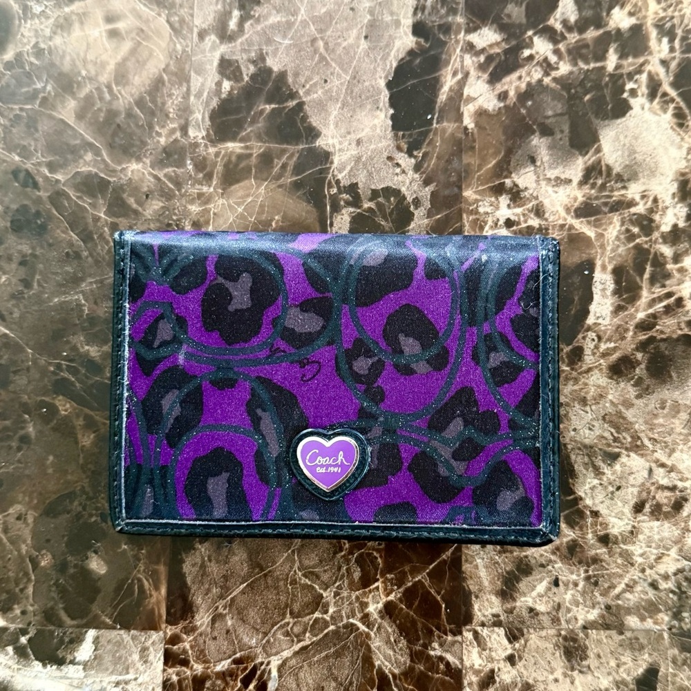 Coach Purple and Black Cheetah Wallet